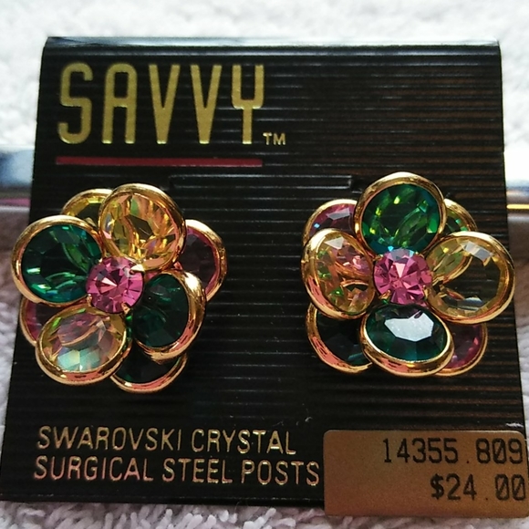 💜Swarovski 🌟VINTAGE 🌟Pastel Crystal Earrin… - Picture 2 of 8